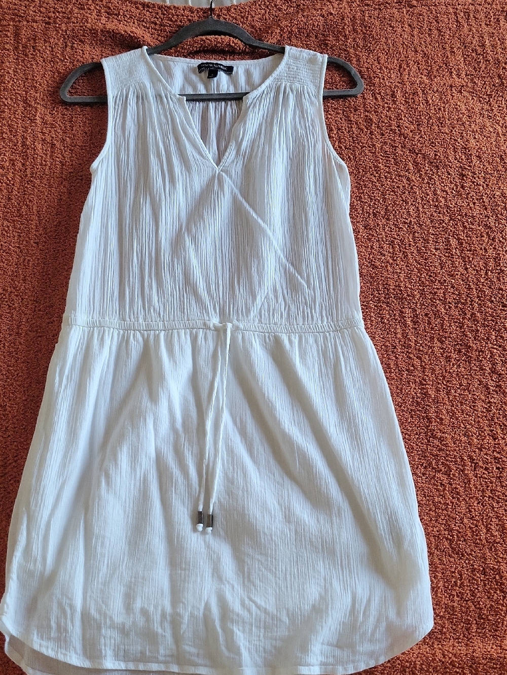 Banana Republic White Sleeveless Drawstring Mini Dress, With Pockets!